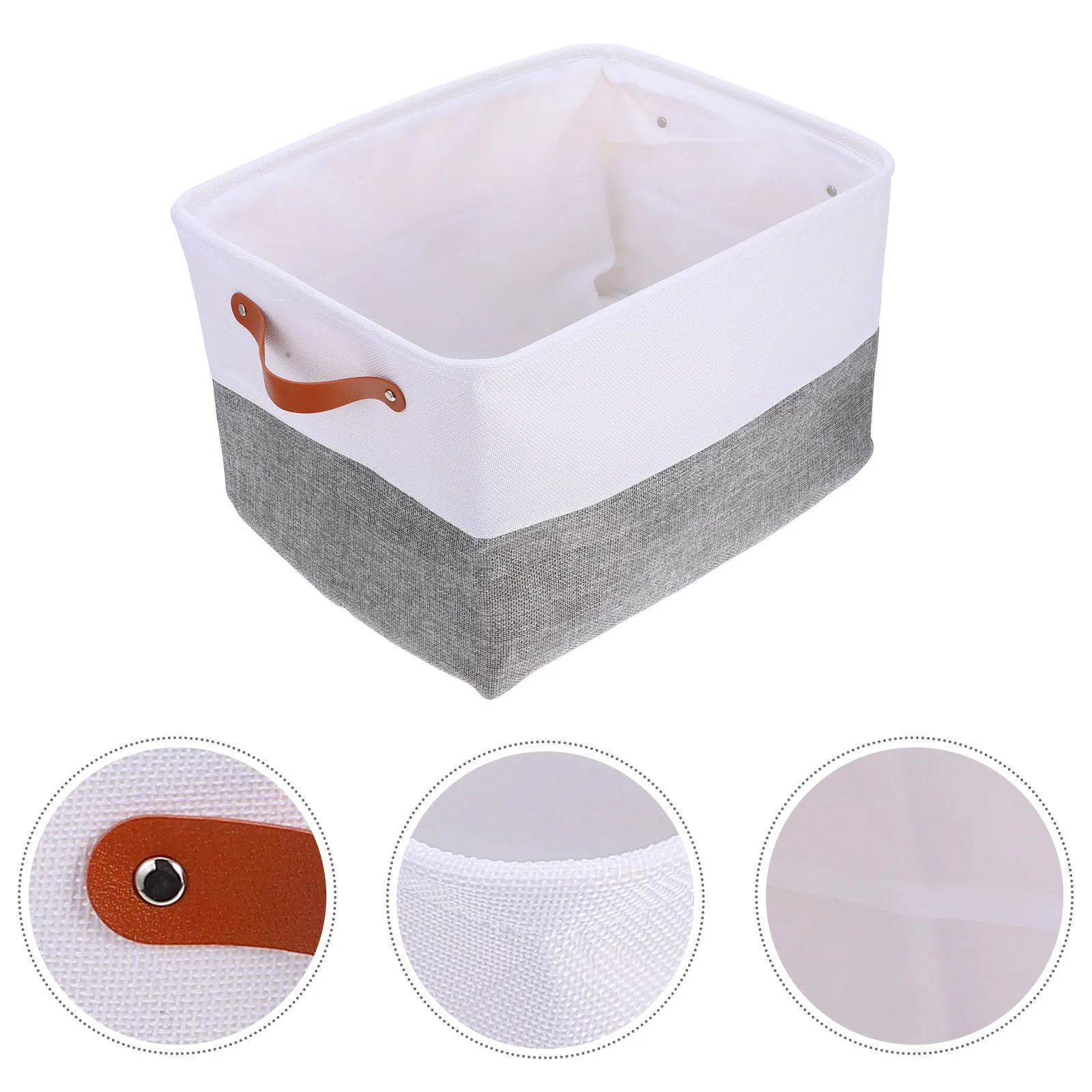 

Large Cotton Linen Storage Basket Foldable Rectangle Organizer 15.75x11.81inch for Clothes Books Laundry Storage Grey