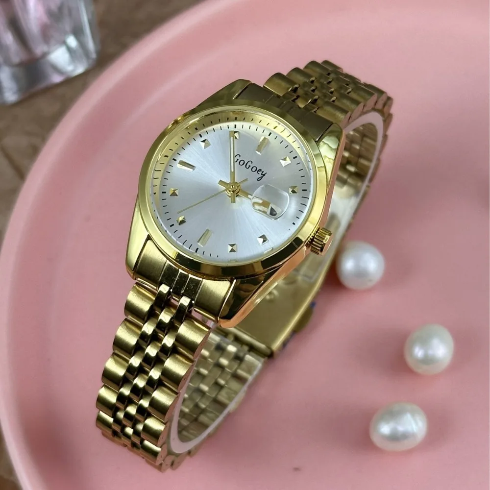 Marca feminina relógio de aço inoxidável cinta calendário relógio feminino luxo quartzo relógios pulso presente dropshipping reloj de mujer