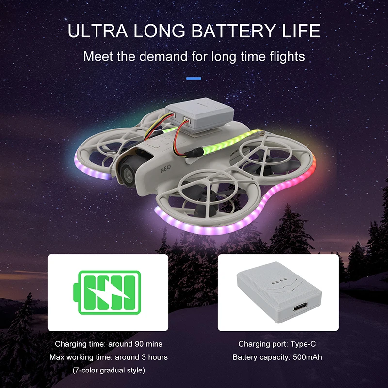 For DJI NEO/Avata 2/Mini 4K/4/3pro/2 SE/Air3S/2S Drone LED Luminous Light Strip Adjustable Lamp Belt Waterproof Night Flight Kit