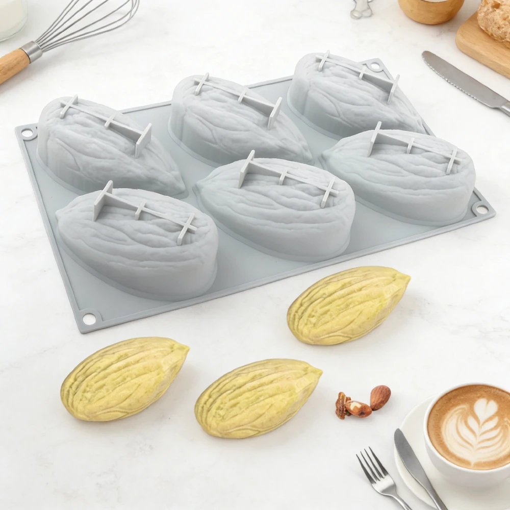 Forma de Silicone para Chocolate com Design de Amêndoa, 6 ou 30 Cavidades, Grau Alimentício, Molde para Bolo Mousse, Utensílios de Cozinha para Confeitaria