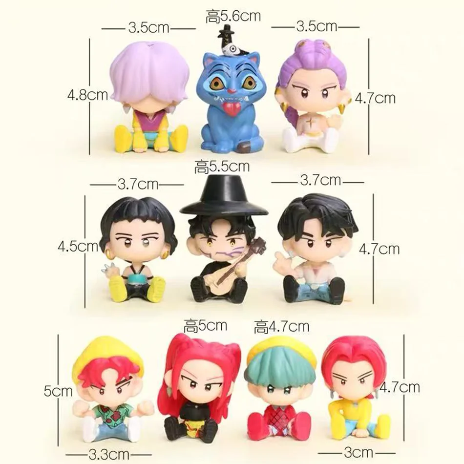 10 sztuk/zestaw Figurki Kpop Demon Hunters w stylu Q, Rumi/Mira/Zoey, figurki akcji z PVC, dekoracja na biurko, lalki, prezent dla fanów na Boże Narodzenie