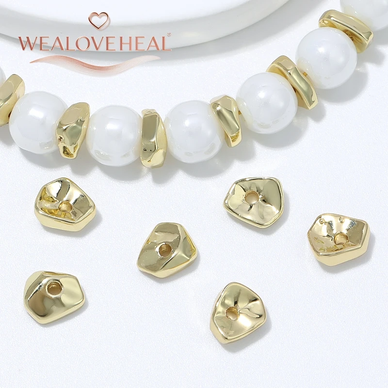 5/10 Stück unregelmäßige geometrische Abstandshalter-Perlen, 18 Karat vergoldetes Messing, 6 mm, lose Perlen für die Herstellung von DIY-Armbändern, Halsketten und Schmuck. – Detail 19
