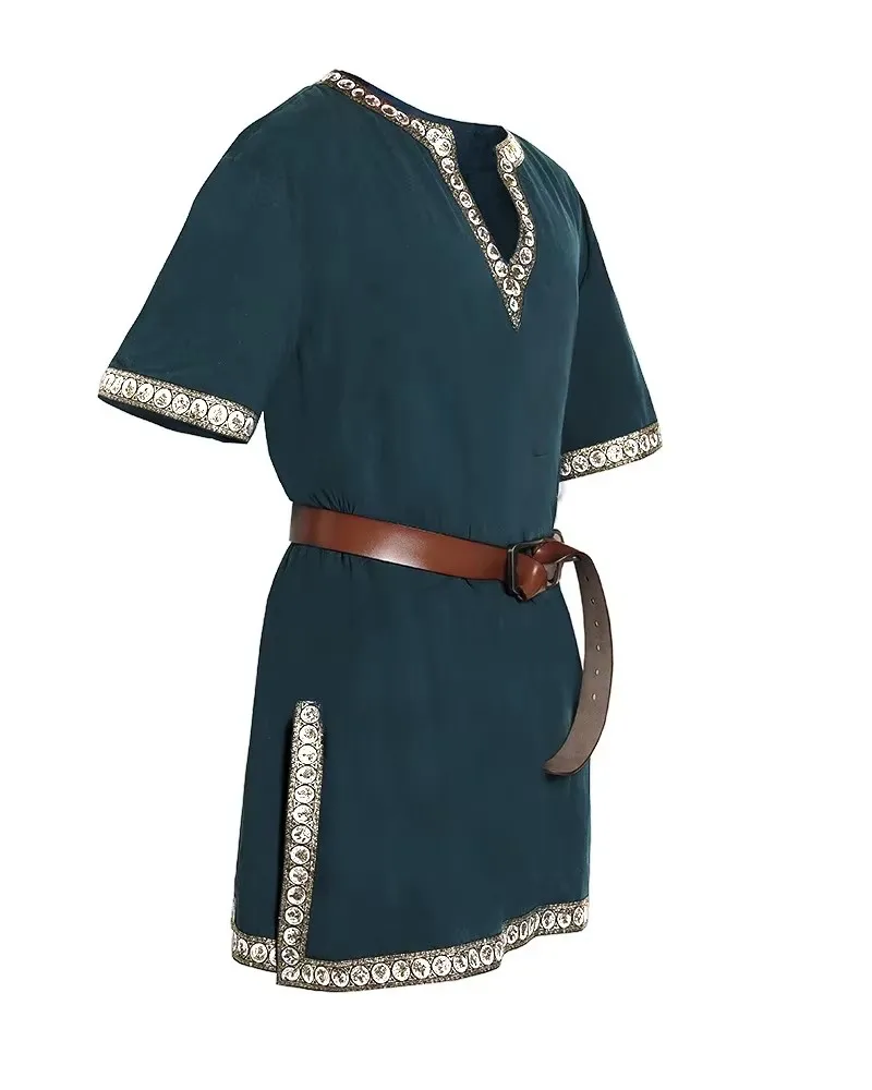Mittelalterliches Kinderhemd-Kostüm, Piratenhemd für Jungen, Ritterhemd, Baumwoll-Leinen-Tunika, Oberteile, Renaissance-Halloween-Cosplay-Outfit – Detail 5
