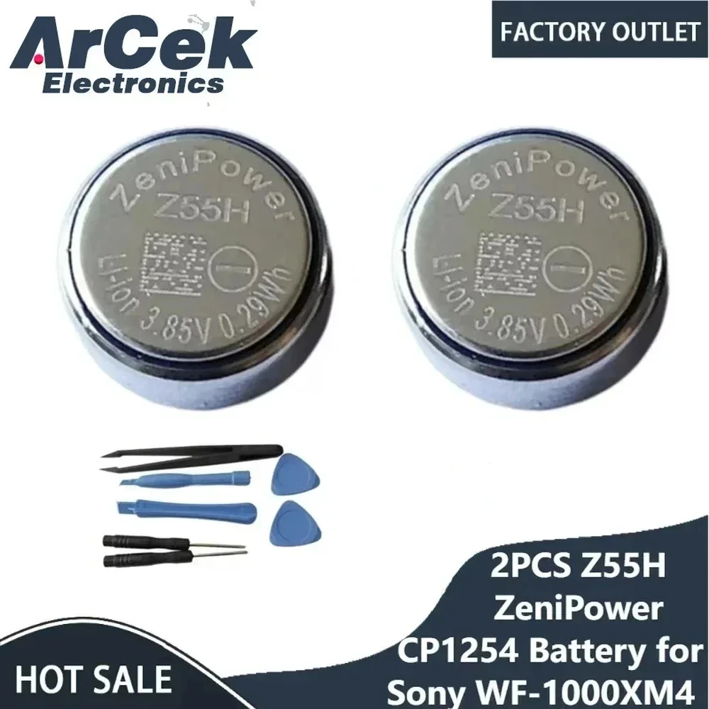 

2PCS Original for ZeniPower Z55H Replacement Battery 3.85V 75mAh CP1254 for Sony WF-1000XM4 Bluetooth Headsets with Tools XM4