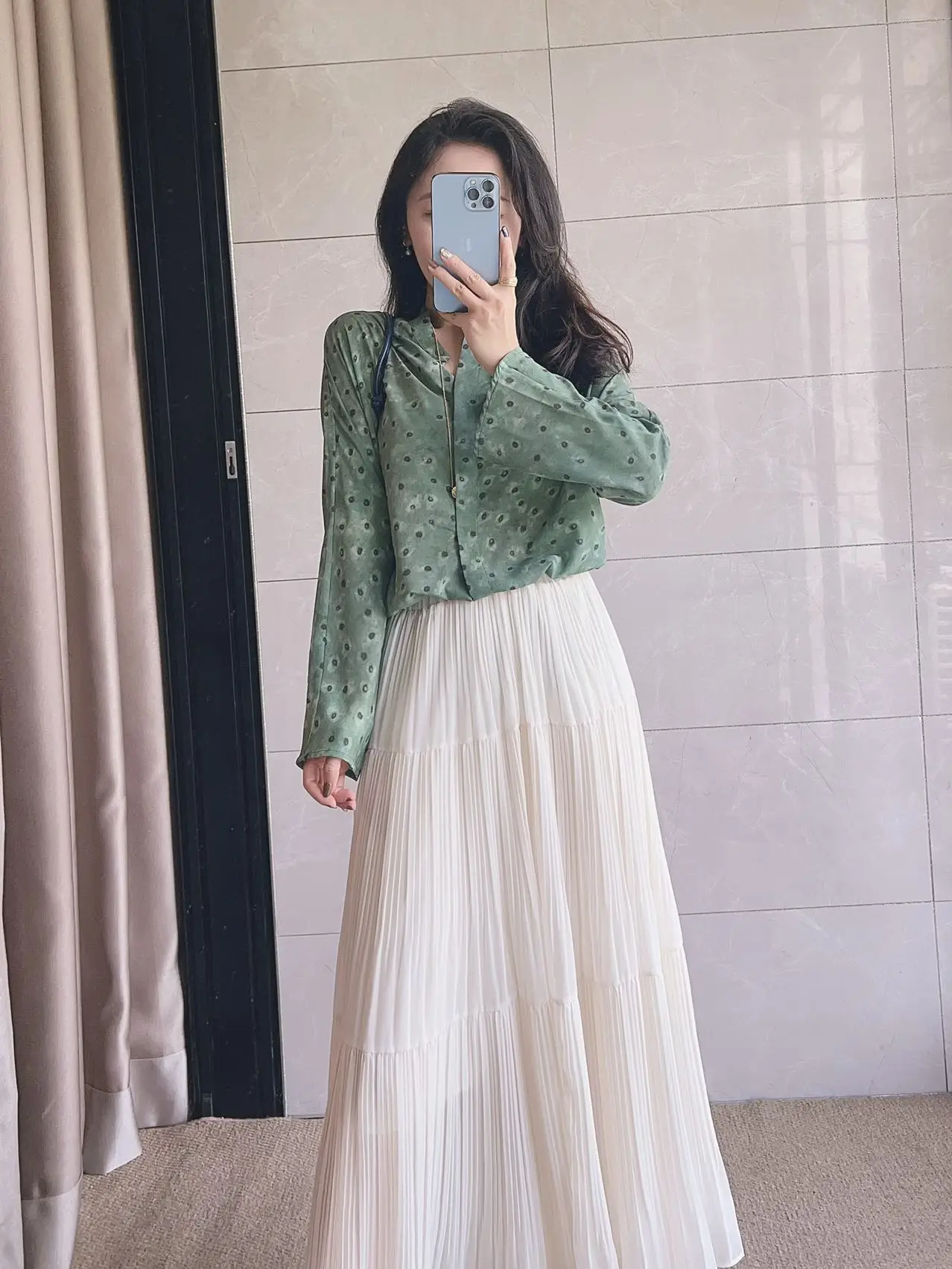 

Романтичная шелковая рубашка с длинным рукавом в зеленом цвете, в стиле французского шика, прямого кроя, для женщин, модель «Маленькая принцесса Бабха»