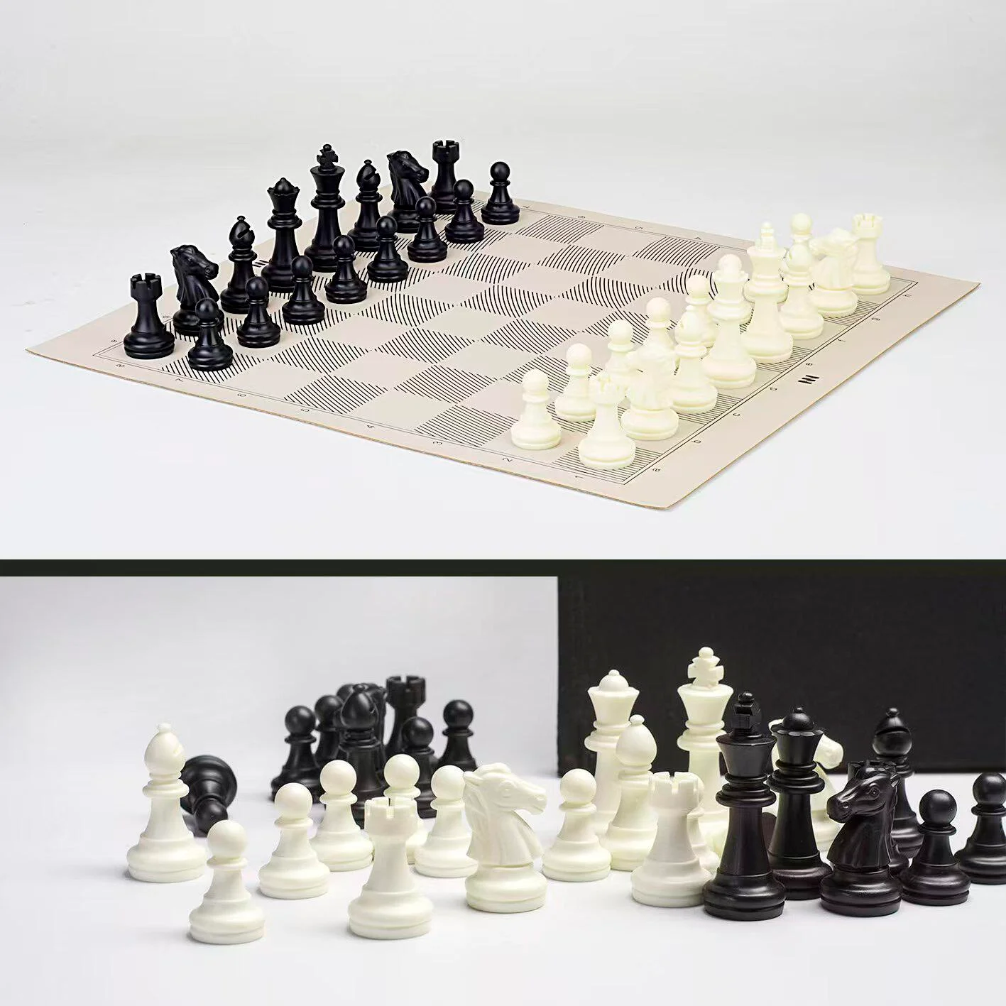 International Chess Outdoor Portable Large Chess Pieces Pu Leather Chess Board for Children and Elementary School Students Entry-Level Educational Chess Set