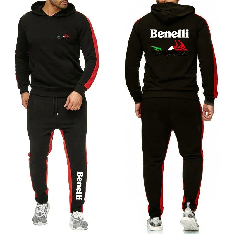 

2024 Benelli TRK 502X Men's New Long Sleeves Sweatshirts Hoodie Pullover Tops Sweatpants Cotton Casual Two Pieces Suits Clothes