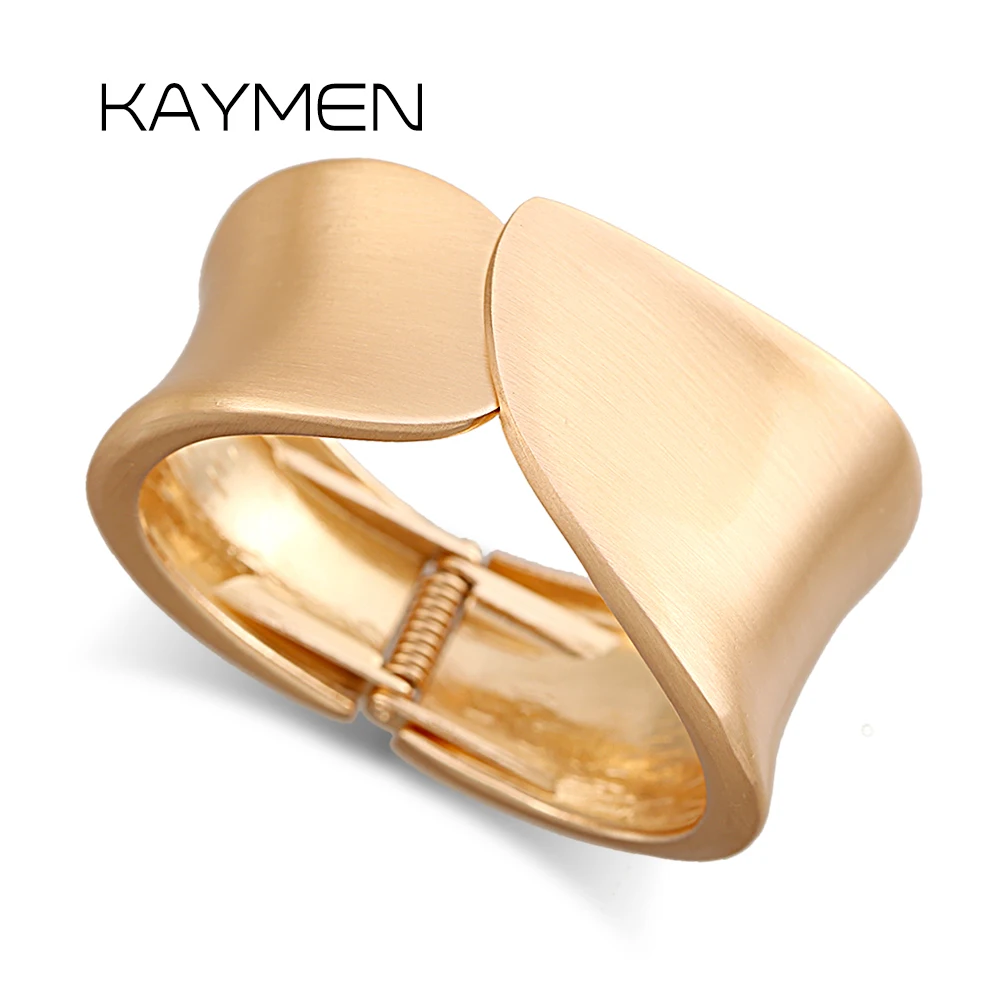 KAYMEN Newest Zinc-alloy With Gold Plated Cuff Bracelet for Women Gothic Vintage Chunky Statement Bangle Dropshipping 2 Colors