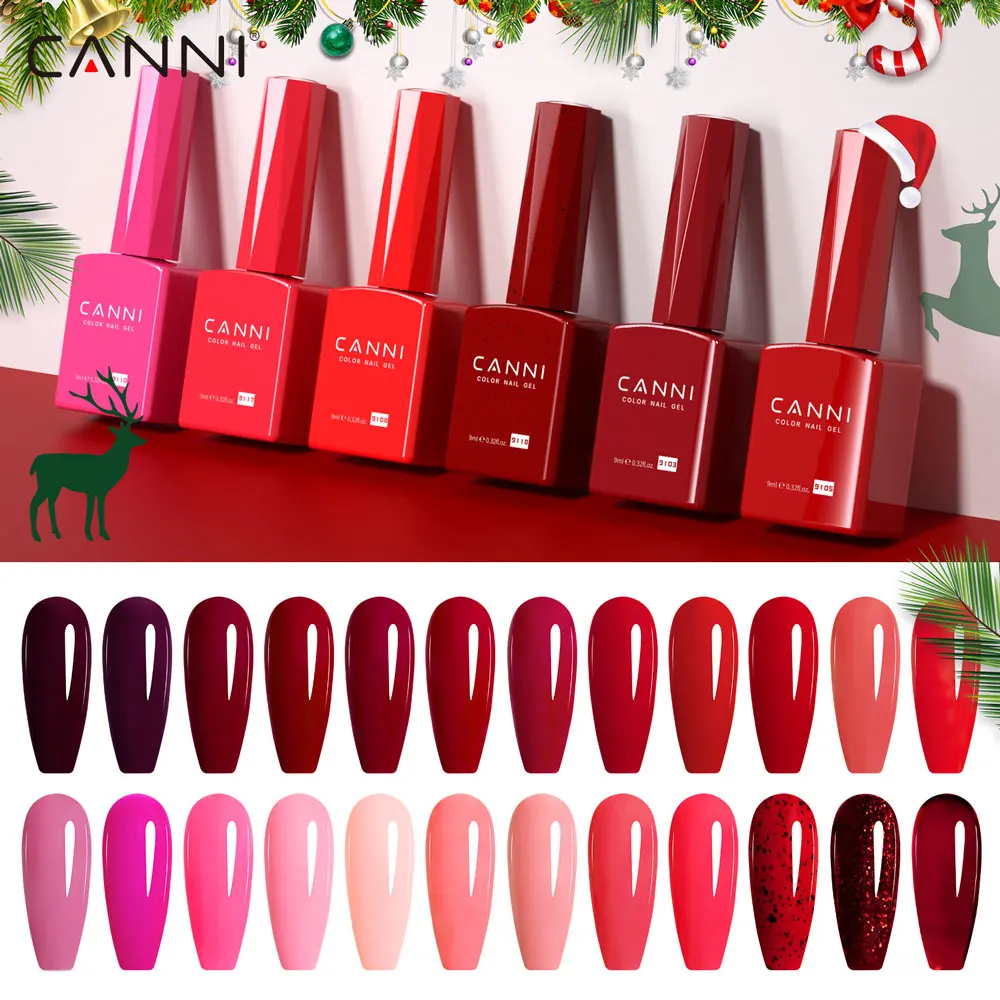 CANNI TPO/Hemmenfreier Nagelgellack, weihnachtliche rote Farbkollektion, semi-permanenter Gel-Lack, 9 ml, französisches, wunderschönes Farbgel – Detail 1