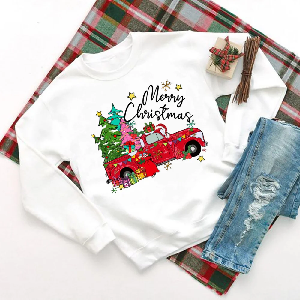 Just A Girl Who Loves Christmas Printed Sweatshirt Women Christmas Hoodie Tops Holiday Sweater Winter Holidy Outfit Sweatshirts