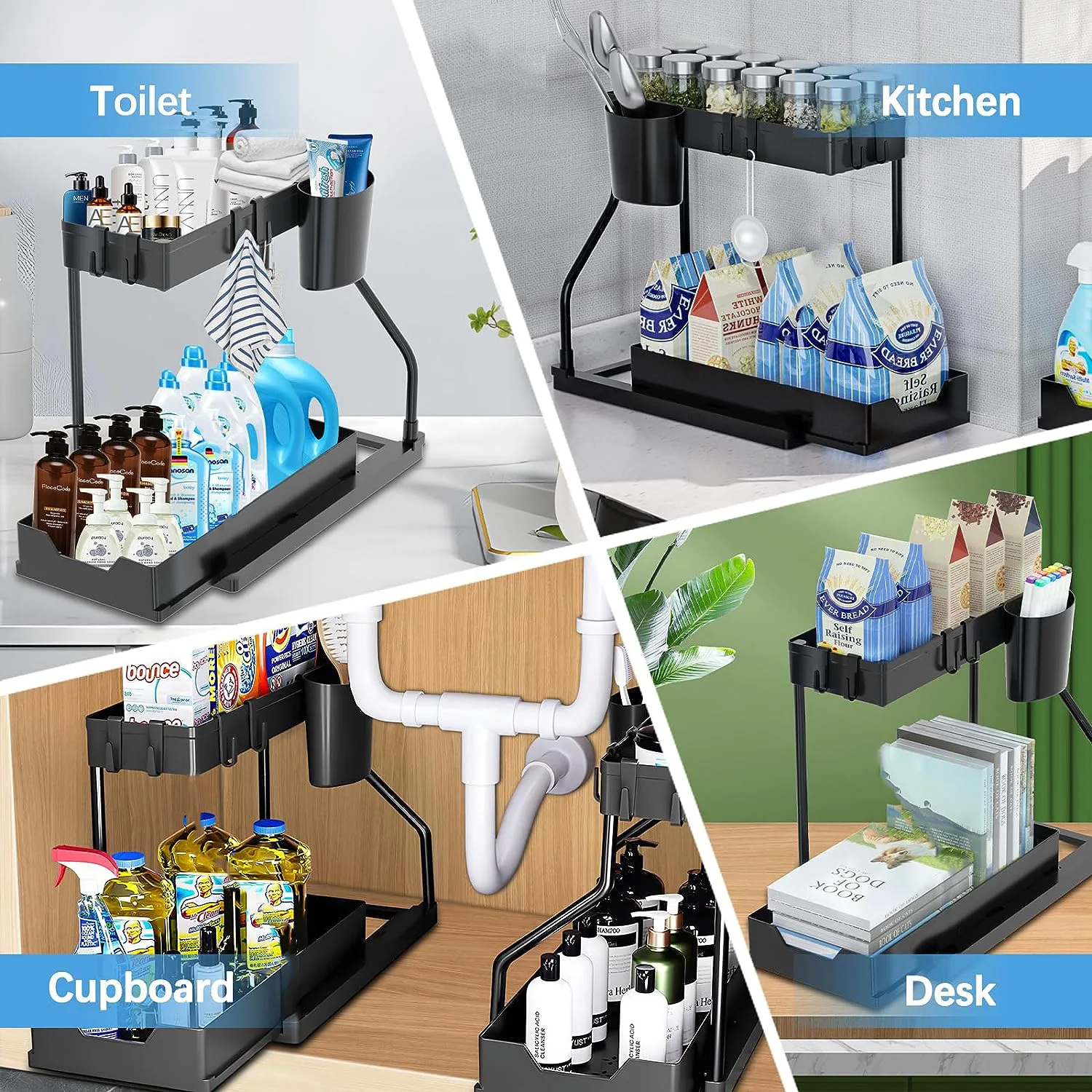 2 layer Pull-out Finishing Seasoning Household Kitchen Rack Bathroom Sink Layered Sundries Storage Rack Under Sink Organizer image 5