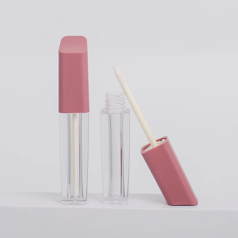 

50pcs inclined cap 3ml lip gloss tube Transparent square lip oil empty tube