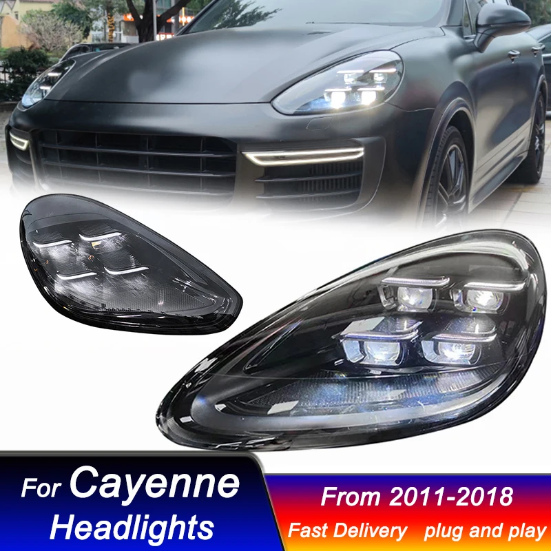 

Стайлинг автомобиля фары для Porsche Cayenne 958 2011-2018-2024 стиль светодиодный DRL динамический сигнал фары передний фонарь в сборе