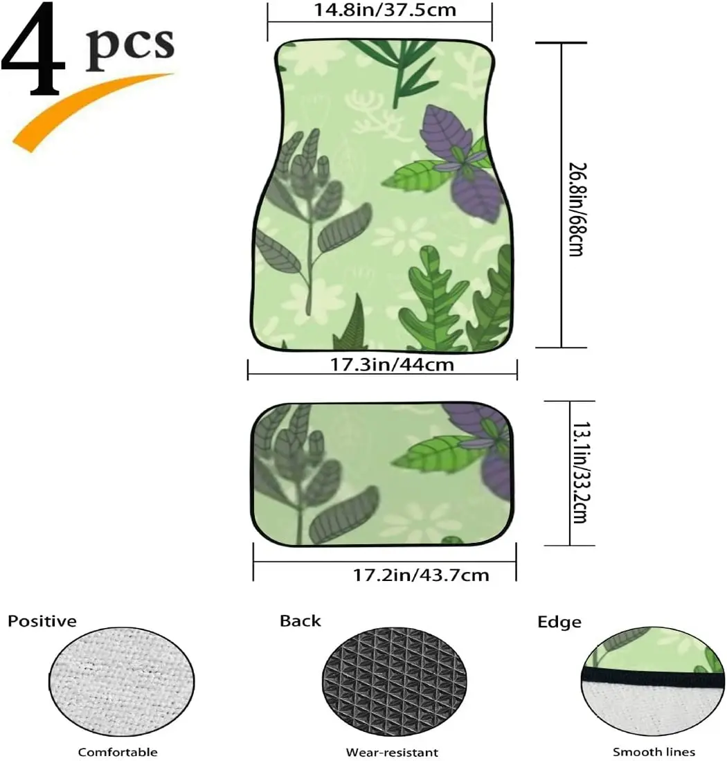 Car Floor Mats Cute Herbs Spices Onionparsleysagearugulabasil Print Design Carpet Car SUV Truck Floor Mats 4 Pcs, Car Carpet