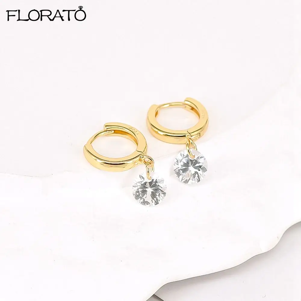 Fashion Gold Color Hoop Earrings for Women Minimalist Style 925 Silver Needle Round Zircon Drop Earrings Stacked Wear Jewelry