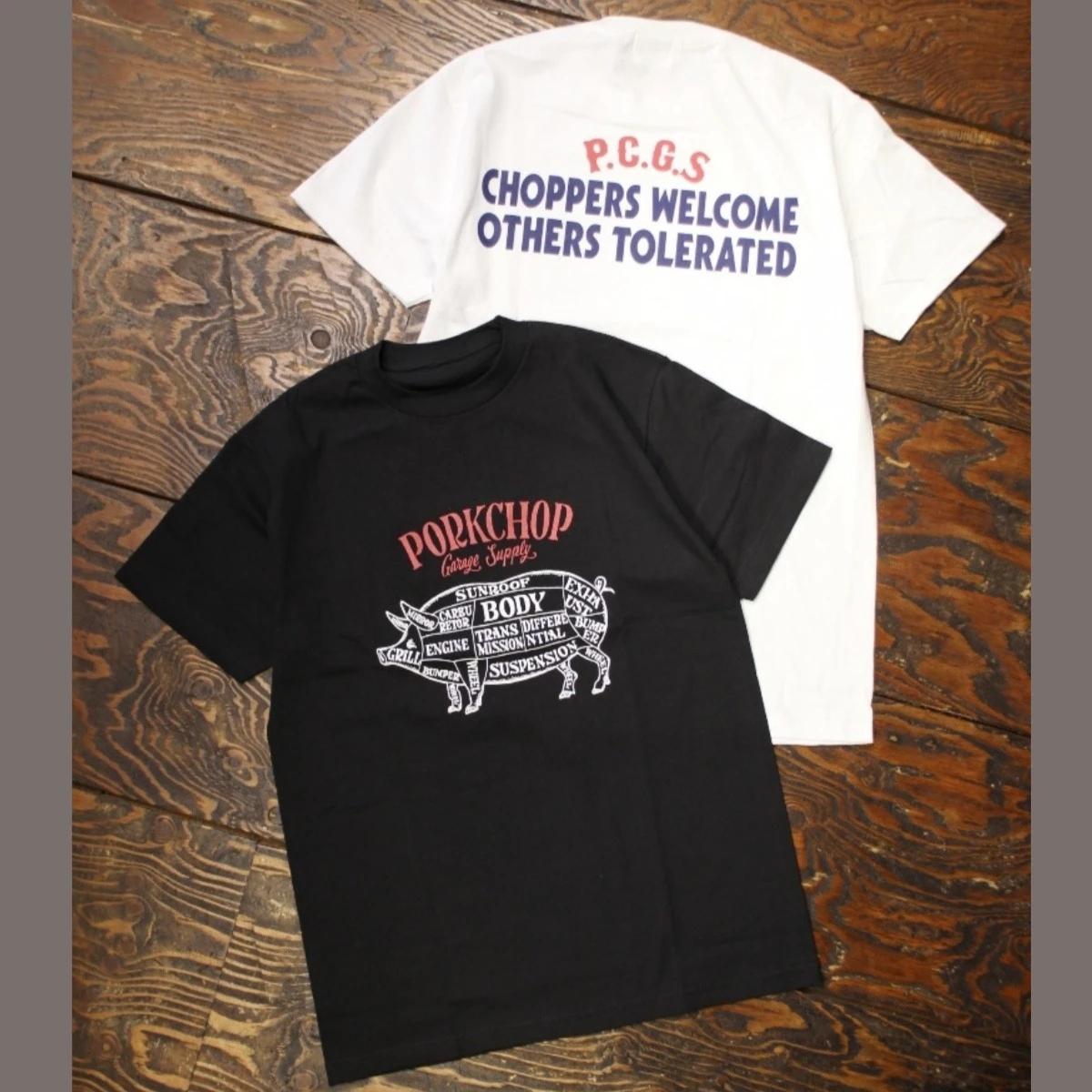 Hot Japanese Pork 2026 Chop Round-neck Loose T-shirt Chopper Motorcycle Retro Simple Japanese Skateboard Surfing Modification