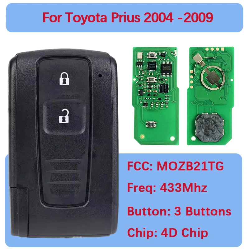 

CN007357 Aftermarket Smart Keyless Remote Fob 2/3 Button MOZB21TG MOZB31EG 312/433MHz 4D Chip For Toyota Prius 2004 -2009