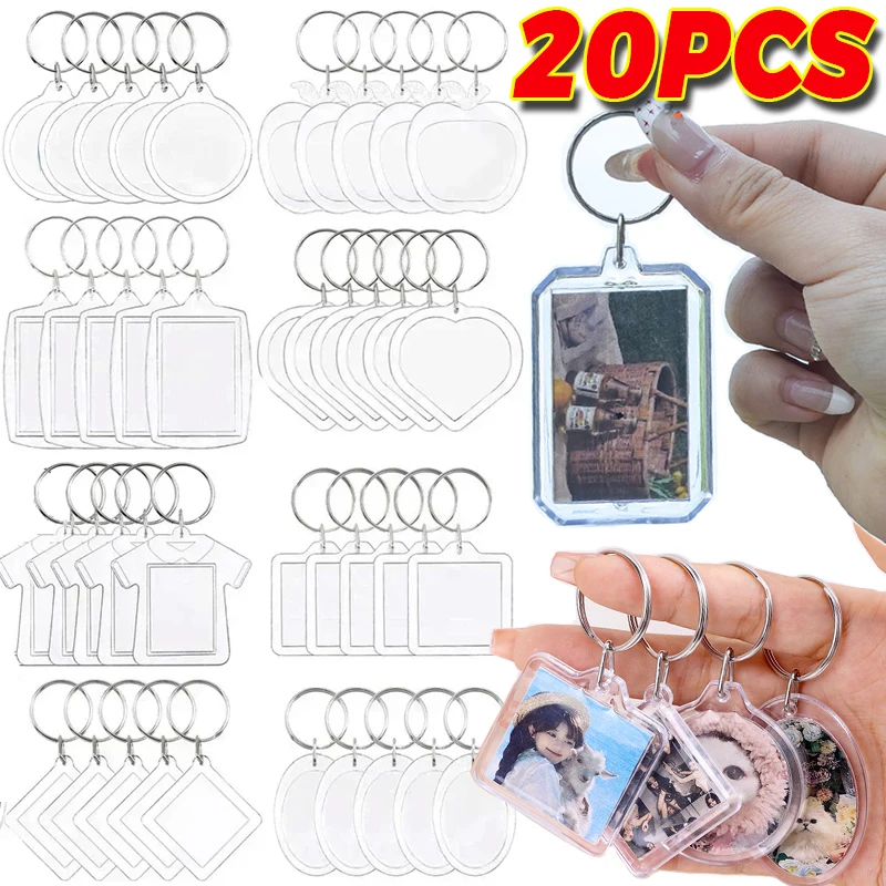 Transparent Photo Frame Key Chains Tassels Snap-In Custom Insert Photo Acrylic Blank Keyring Clear Picture Pendant DIY Supplies