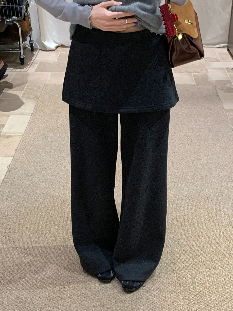 

Брюки BRIVIN Korean Sle Deep, повседневные, женские, с высокой талией, прямые, широкие, зимние, модные, скрывающие фигуру...