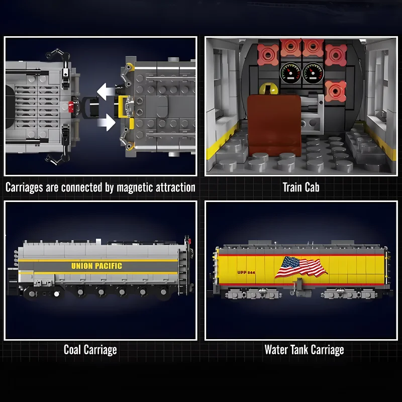 Mal King 12031 Technische Auto Bouwsteen Afstandsbediening Union Pacific 844 Stoomlocomotief Model Montage Bakstenen Speelgoed