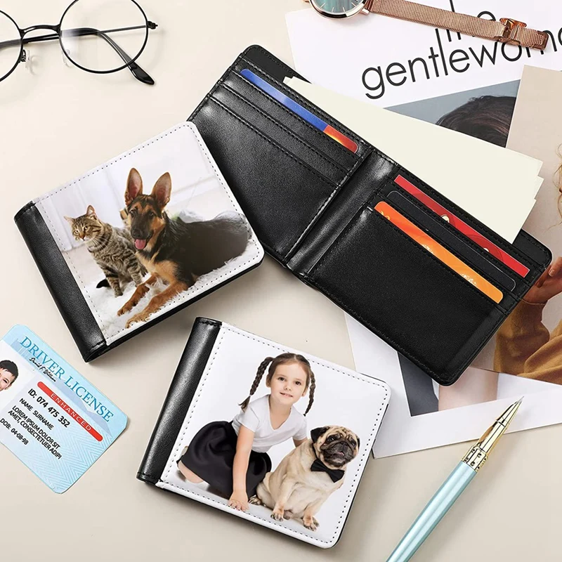 4Pcs Sublimation Wallet Blank Heat Transfer Wallet Blank Sublimation Wallet With ID Windows For Travel Work Graduation