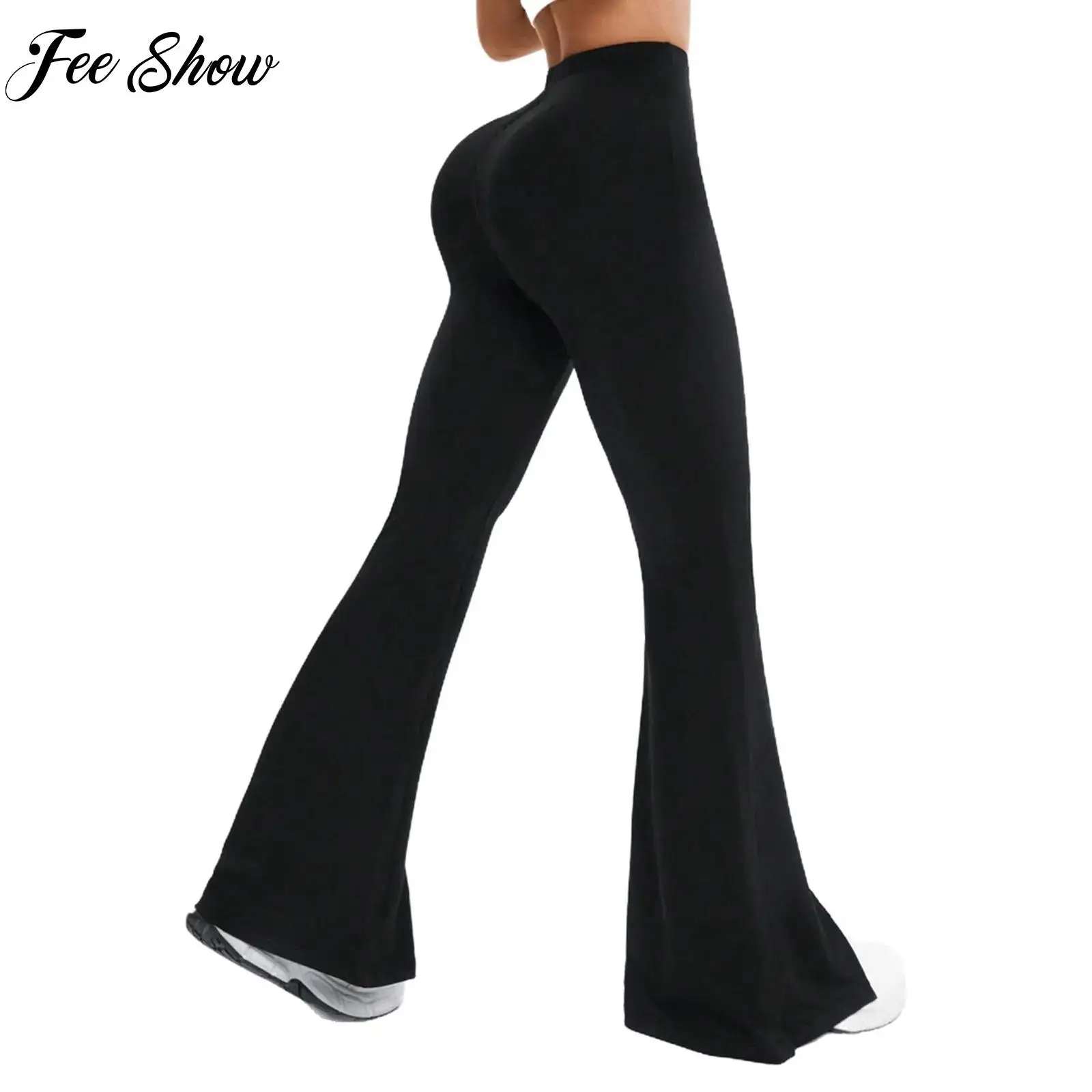 

Women's Sports Pants High-waist Split Flared Yoga Pants Gym Fitness Clothes Contrast Color Trim Slim Fit Trousers Yoga Clothes