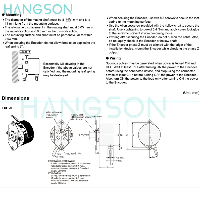 E6H-CWZ6C E6H-CWZ5B E6H-CWZ1X E6H-CWZ5G E6H-CWZ3E E6H-CWZ3X 360 1024 1800P/R Incremental Optical Rotary Encoder