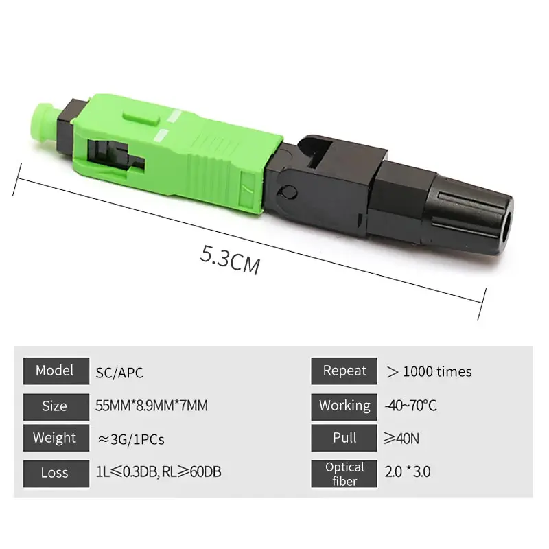 SC/APC Fiber Optic Connector SC/UPC Single Mode Component Fiber Optic Quick Connector SC Embedded Fiber Optic Connector