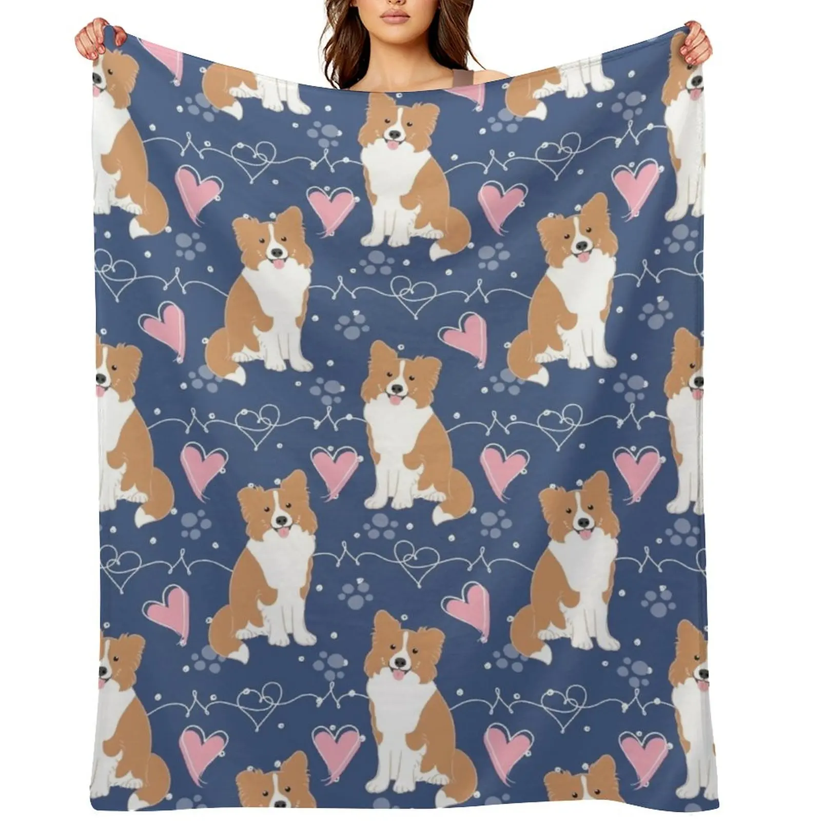 

LOVE Red Border Collie Throw Blanket Beautifuls Thins Custom Plaid on the sofa Blankets