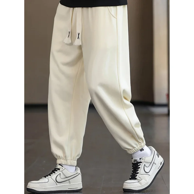 

Hong Kong Style Street Solid Color Simple Sports Casual Pants Men's New Warm And Padded Thickened Outdoor Camping Sweat Pants