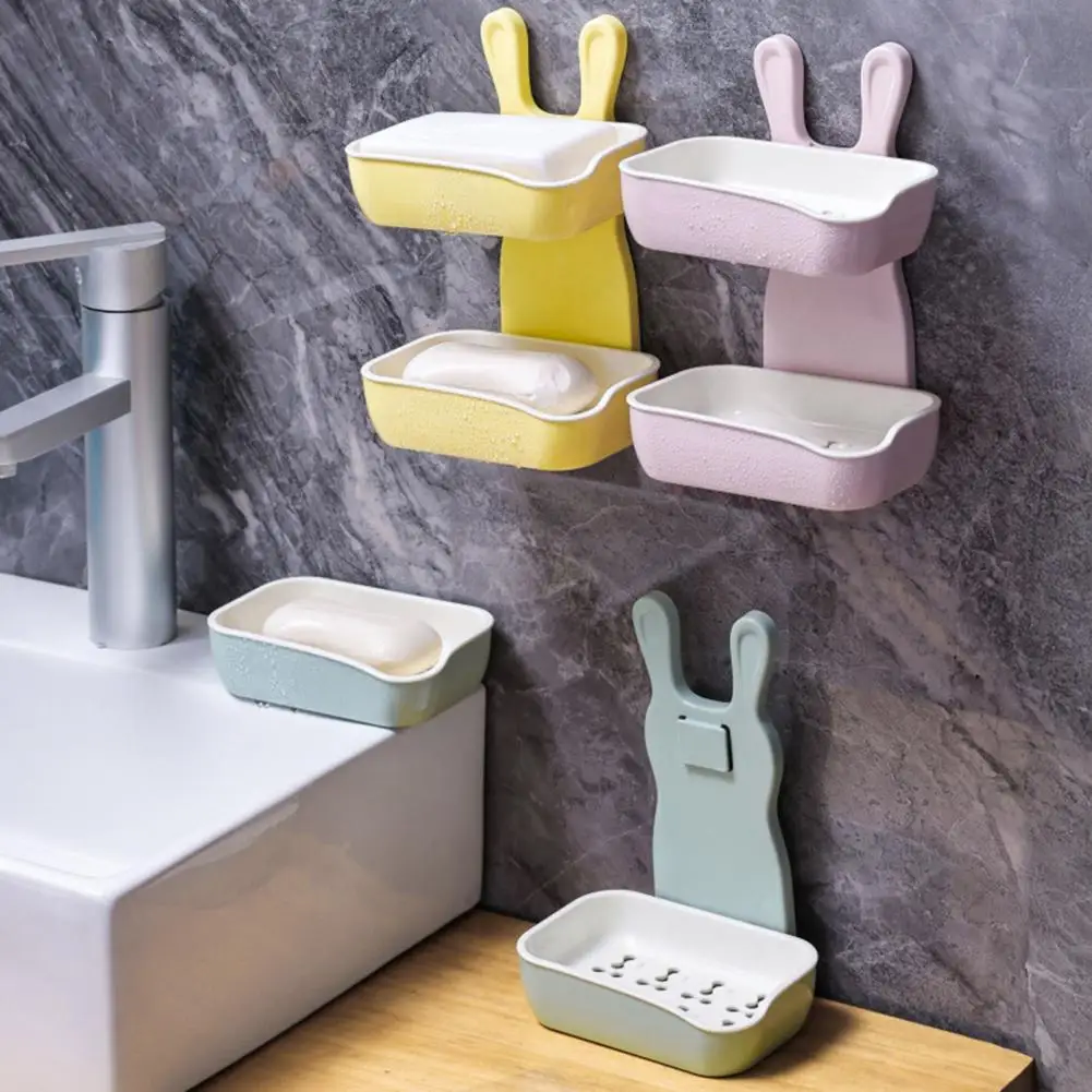 Soporte para jabón jabonera montada en la pared de doble capa con soporte de carga fuerte para una fácil instalación soporte de esponja para organización