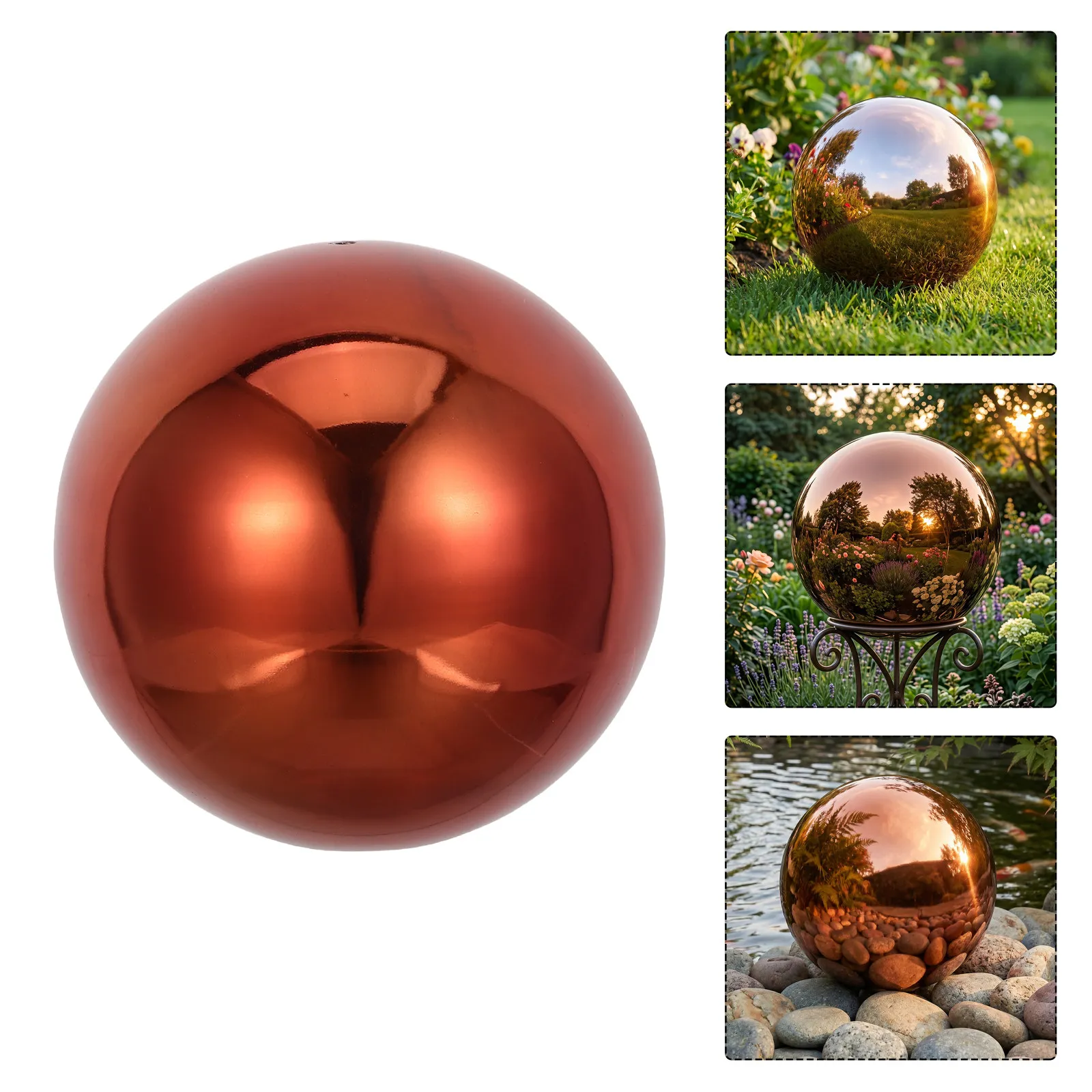 Stainless Steel Gazing Ball Reflective Garden Globe Outdoor Yard Decoration Hollow Mirror Sphere Floating Reflective Ball 18Cm