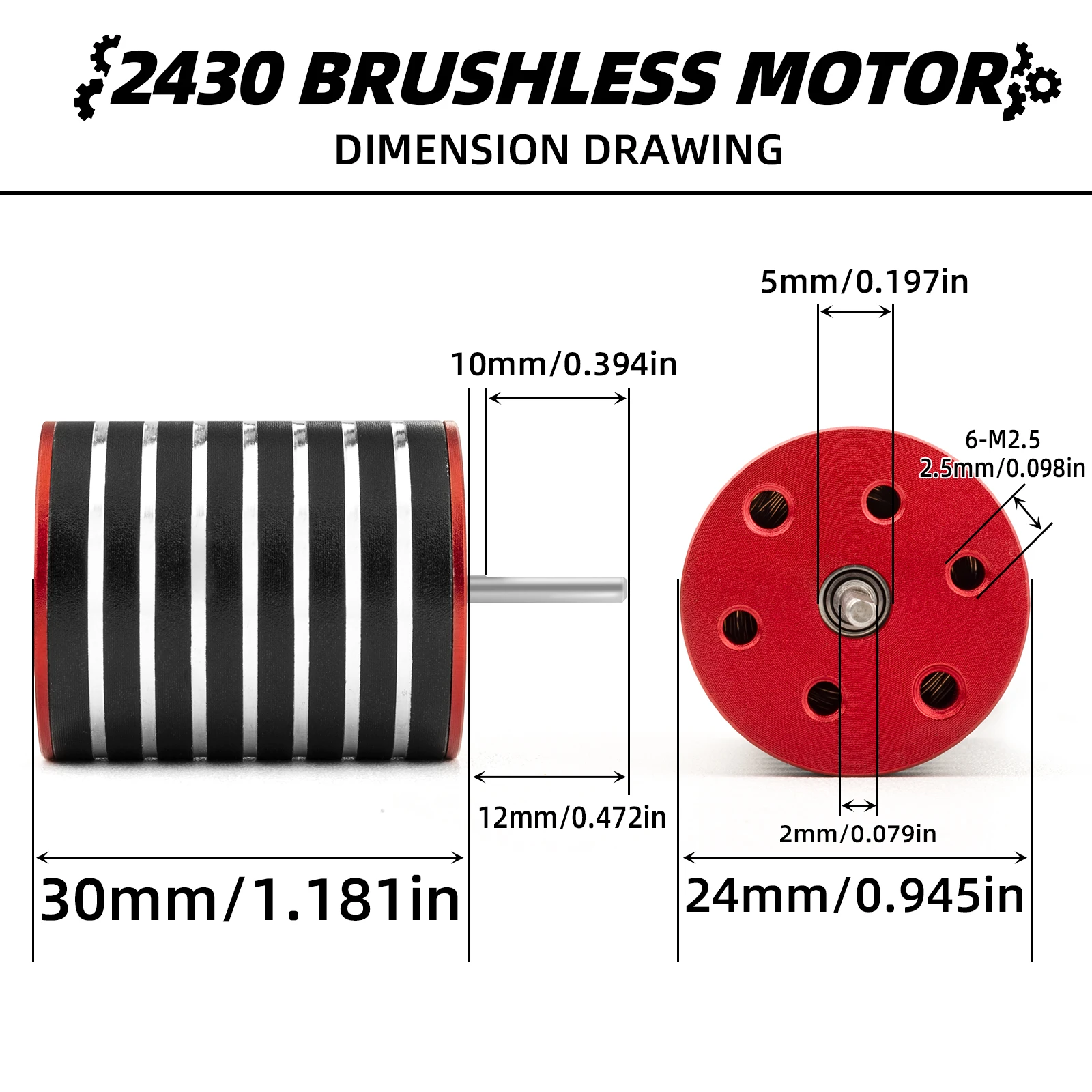 RC 2430 Brushless Motor Waterproof 5800KV 6300KV 7200KV For Axial Traxxas TRX4 RC Crawlers 1/16 1/18 RC Car