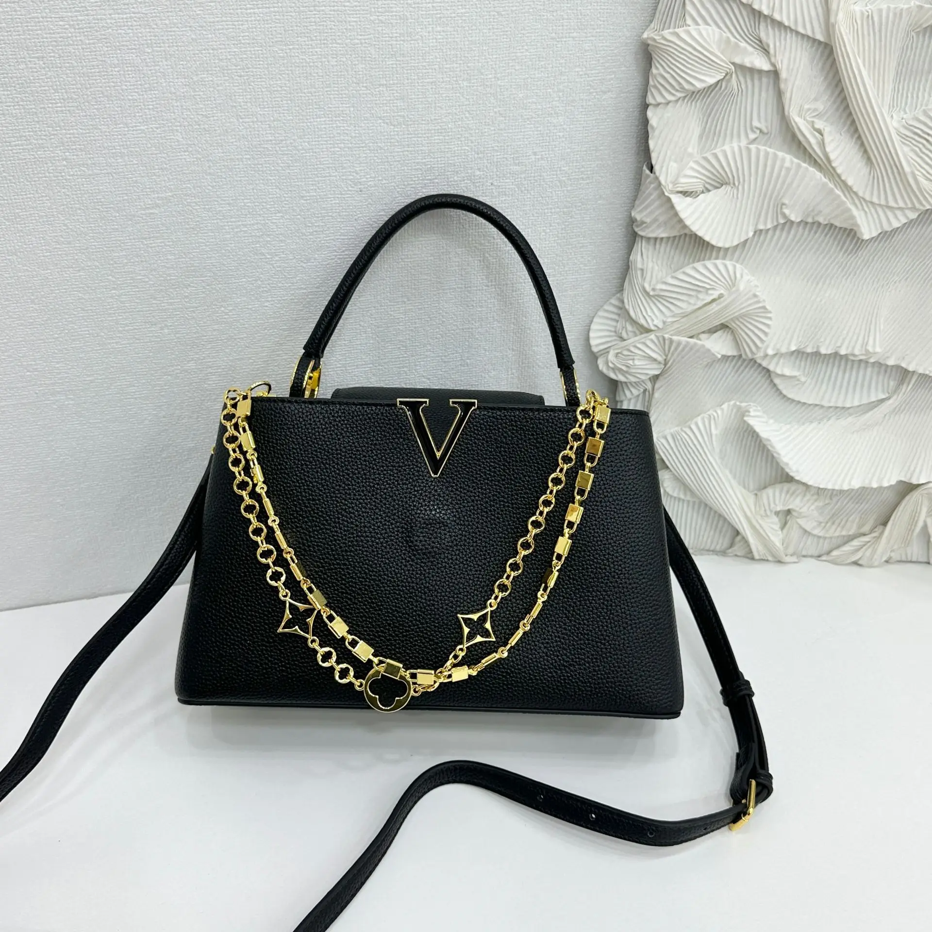 حقيبة يد منقوشة من الليتشي - ملابس متعددة الاتجاهات (كروس بودي/محمولة باليد)، واسعة وأنيقة، مثالية للعمل والسفر، شحن مجاني