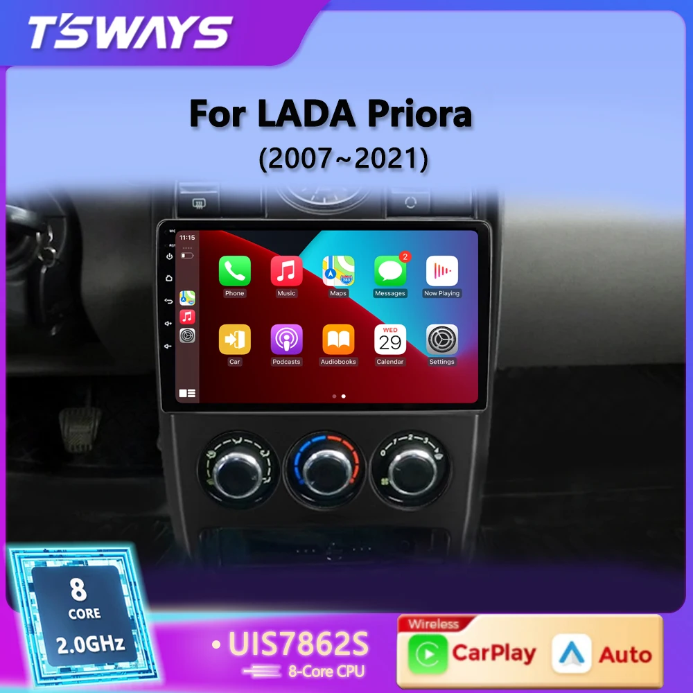 Tsways Pro Android 12 Car Radio For LADA Priora I 1 2007 - 2013 Multimedia DVD Player Autoradio 1 2 Din Carplay Gps Accessories