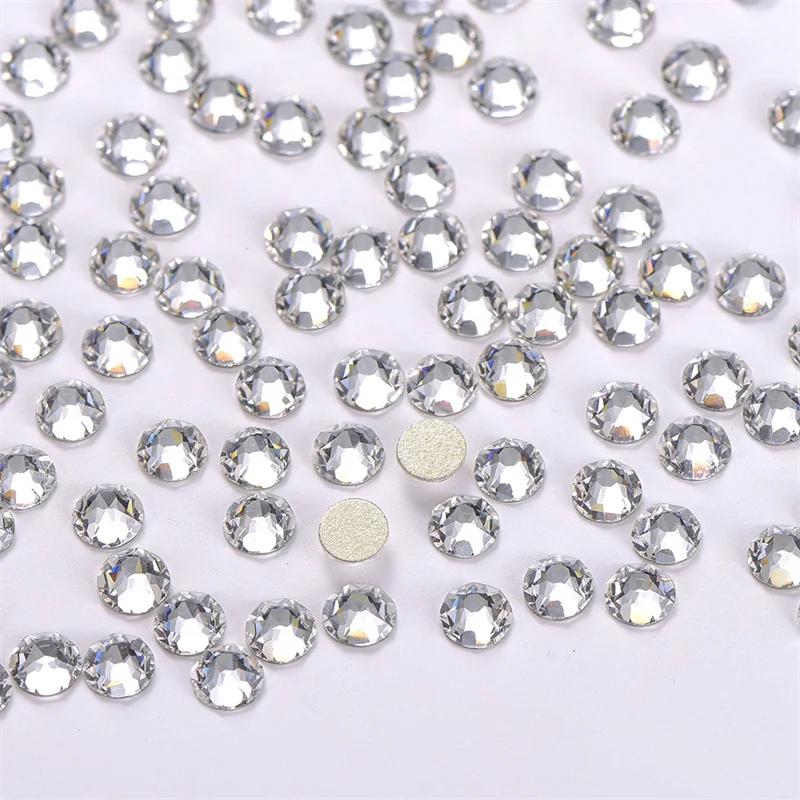 SS10-SS30 Glass Flatback Rhinestone 2088 Style 16 Cuts Crystal Gold Back Non Hotfix Glue On Rhinestones For Nail Art Clothes