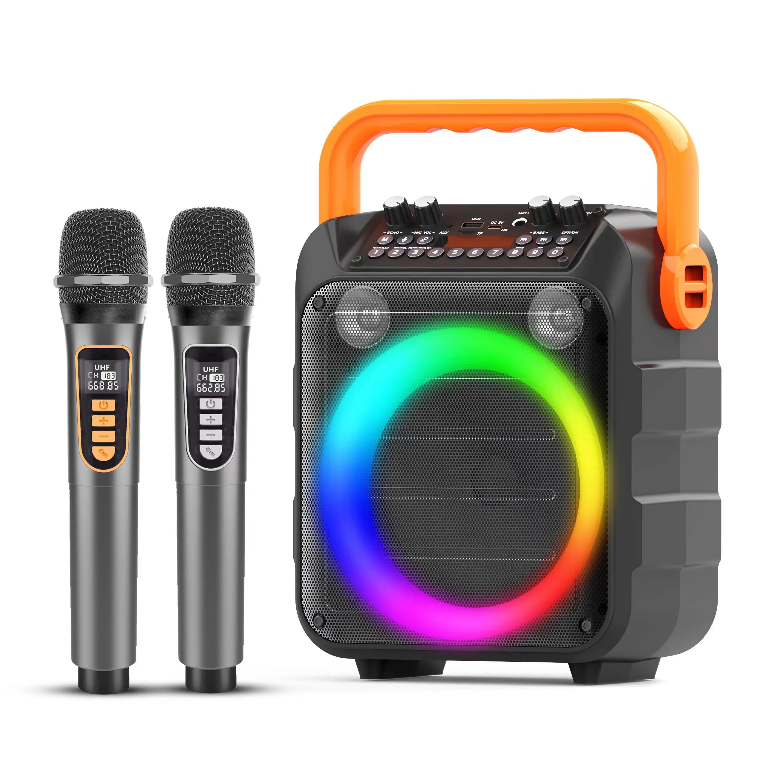 New Stock Karaoke Machine 2 Wireless Microphones 6.5