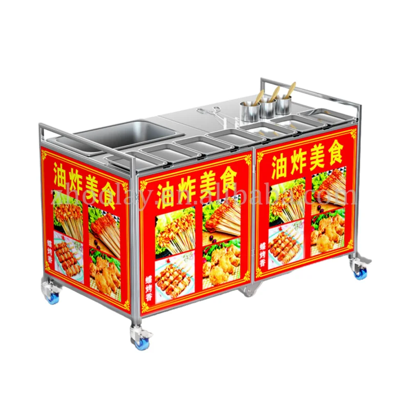 custom.Folding Snack Commercial Stainless Steel Dining Cart Market Mobile Stall Multifunctional Cart Foldable Selling Cart With