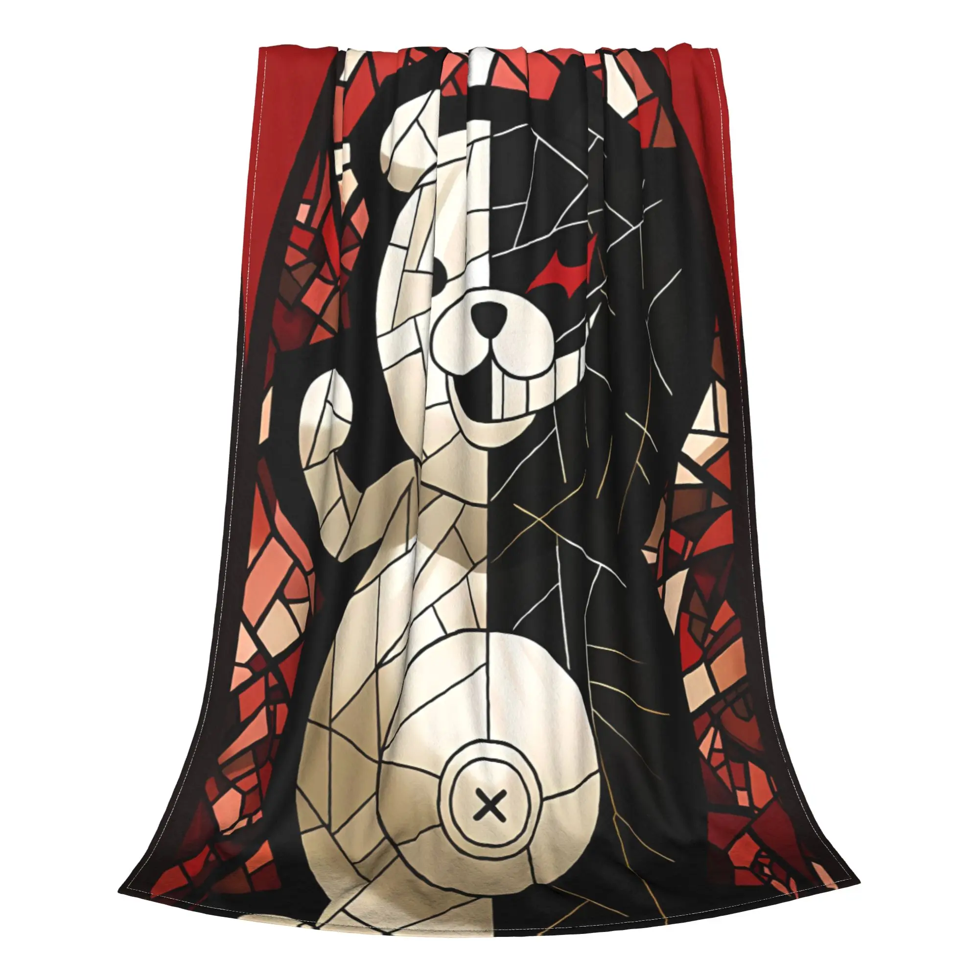 1PC Home Cute Room Decor Stained Glass Monokuma Blanket Throw Blanket Danganronpa Novelty Warm Blanket All Season