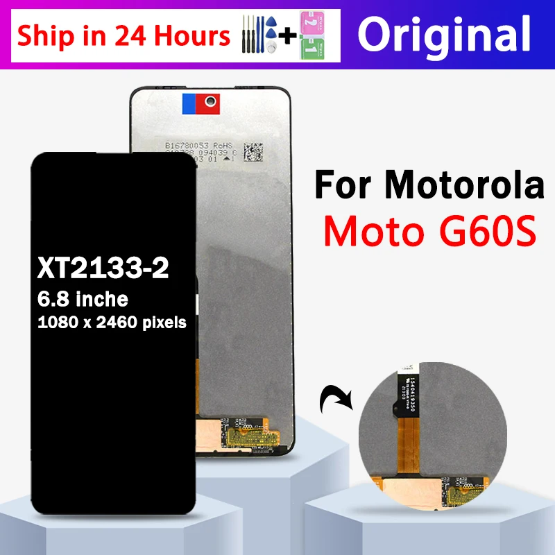 

6.8“Original For Motorola G60S LCD XT2133-2 Display With Touch Screen Digitizer Assambly For Moto G60S Display With Frame