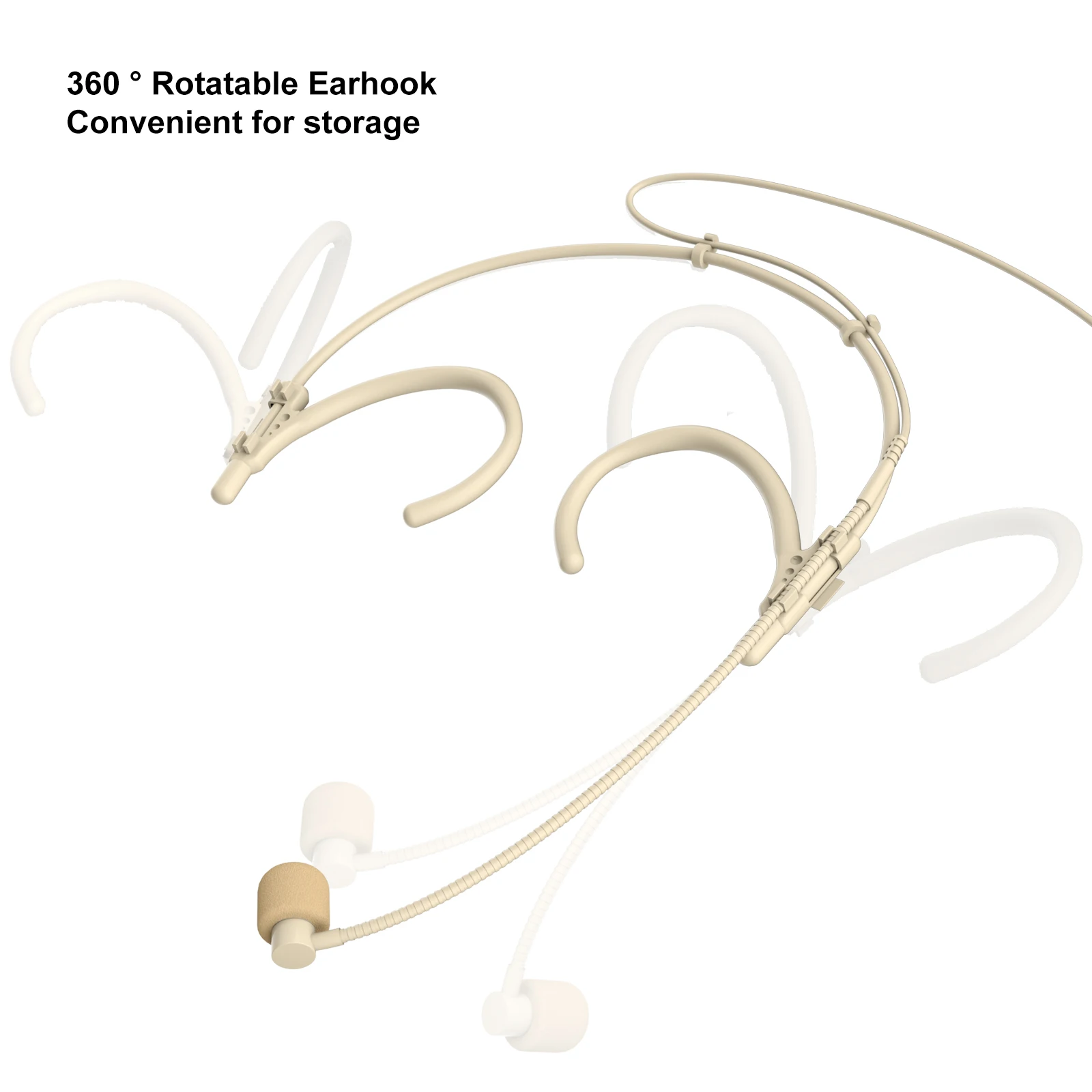 Mikrofon nagłowny KENBAIDIO C1, podwójny, nauszny, kompatybilny z Shure, AKG, MiPro, Audio Technica, Sennheiser, 4-pinowy, 3-pinowy, TA4F, 3.5mm — zdjęcie produktu 4