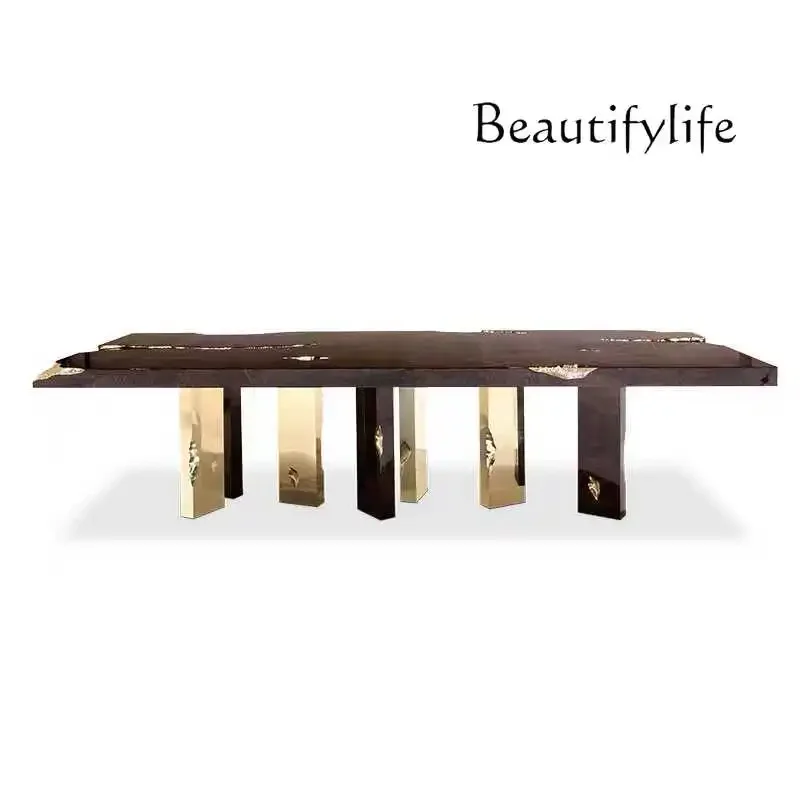 N40 Light luxury solid wood dining table Modern simple rectangular dining table Villa home creative personalized dining table