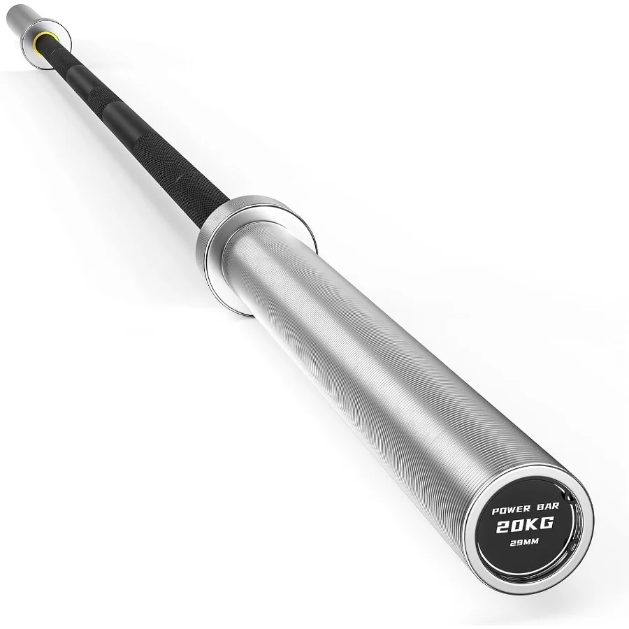 Barra olímpica de 7 pies con 2 pulgadas de diámetro para entrenamiento de fuerza: 45 lb Capacidad de peso Capacidad de carga de 1000 lb a 1500 lb Plati cromados