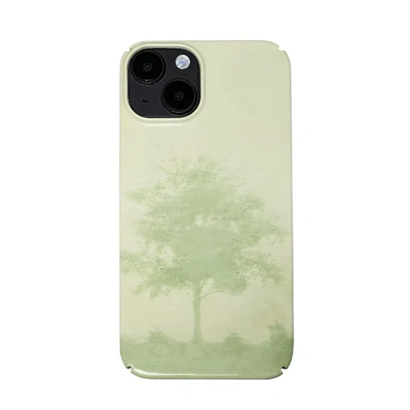 

Green Dyed Bottom Small Tree Phone Case for IPHONE 17 Air 16E 15 PROMAX 14 Plus 13 12 MINI 11 PRO 16Plus XR Acrylic Phone Cover