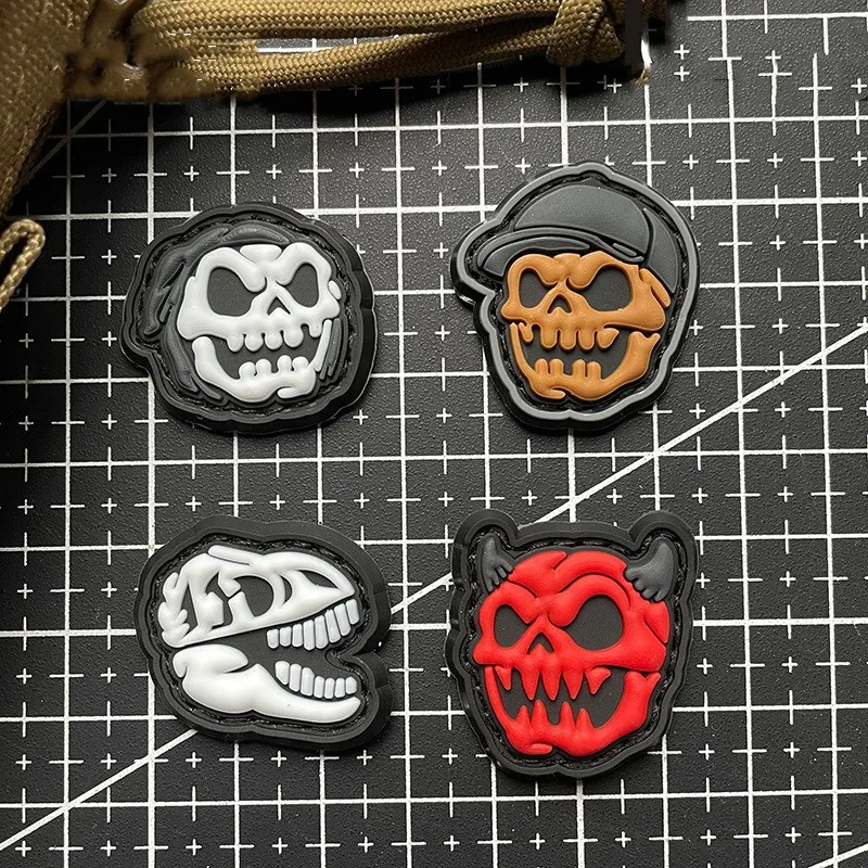 Grim Reaper 3D PVC Patches Skeleton Rubber Tactical Badge For Clothes Backpack Vest DIY Decoration Appliqued Hook and Loop