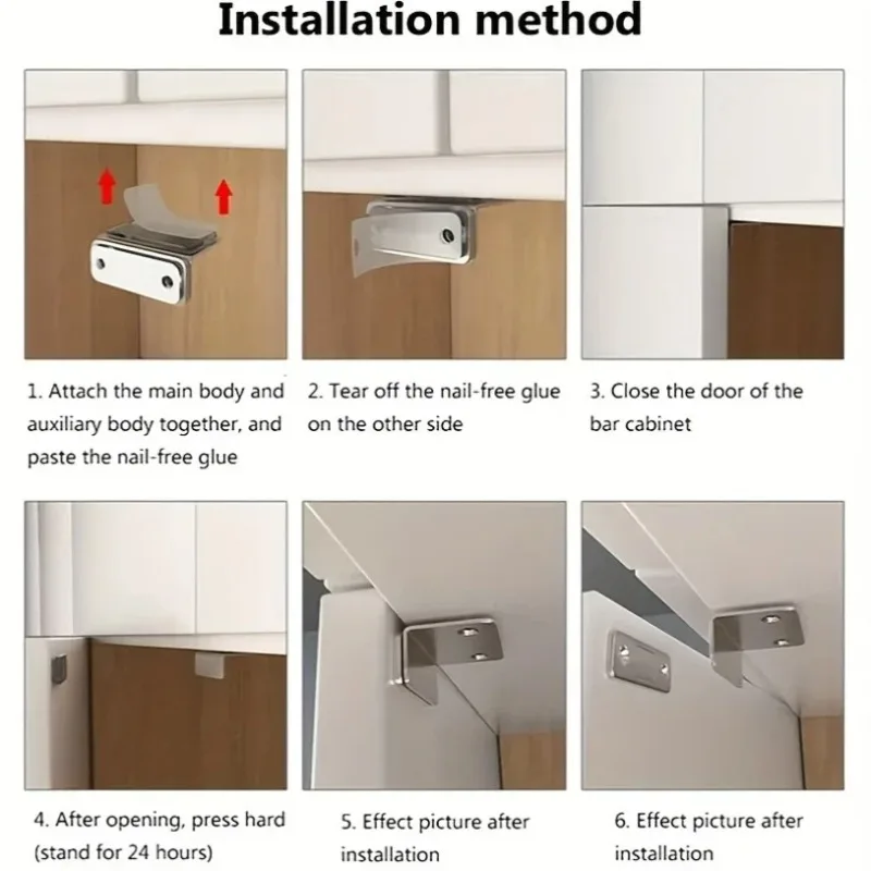 Chiusura magnetica per porta - Forte adesione invisibile, supporto senza trapano, rilascio senza soluzione di continuità - Ideale per armadi, porte scorrevoli