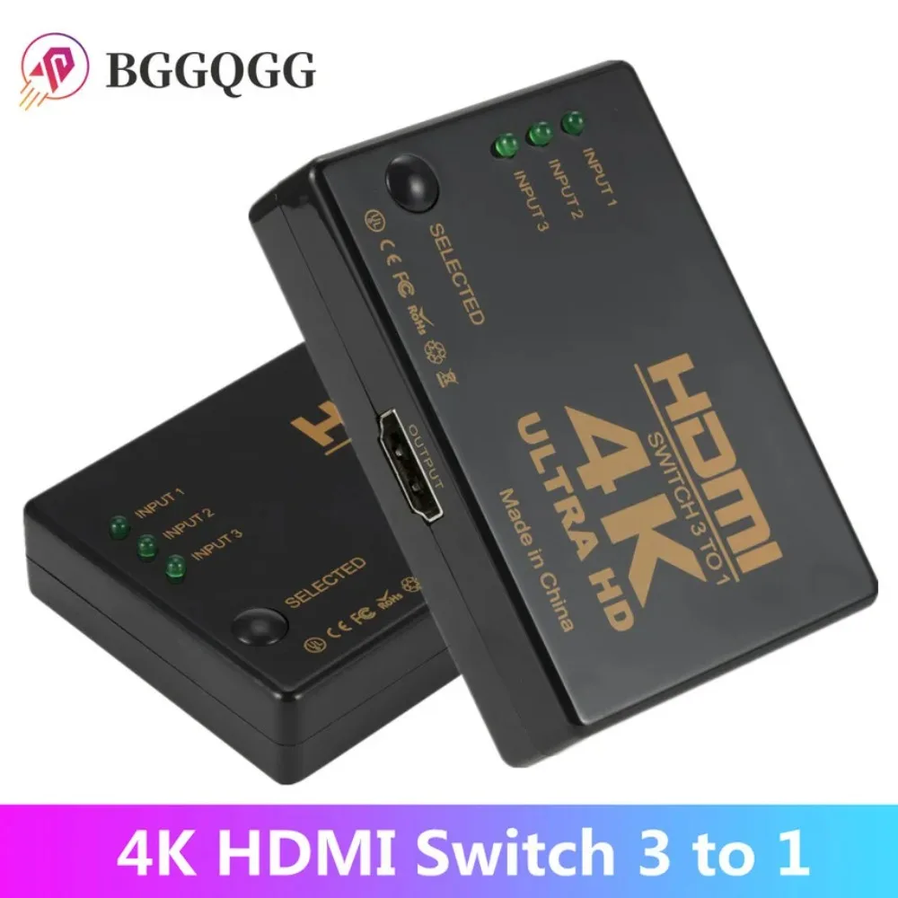 HDMI-Compatible  Switch 4K Switcher 3 In 1 Out HD 1080P Video Cable Splitter 1x3 Hub Adapter Converter for PS4/3 TV Box HDTV PC