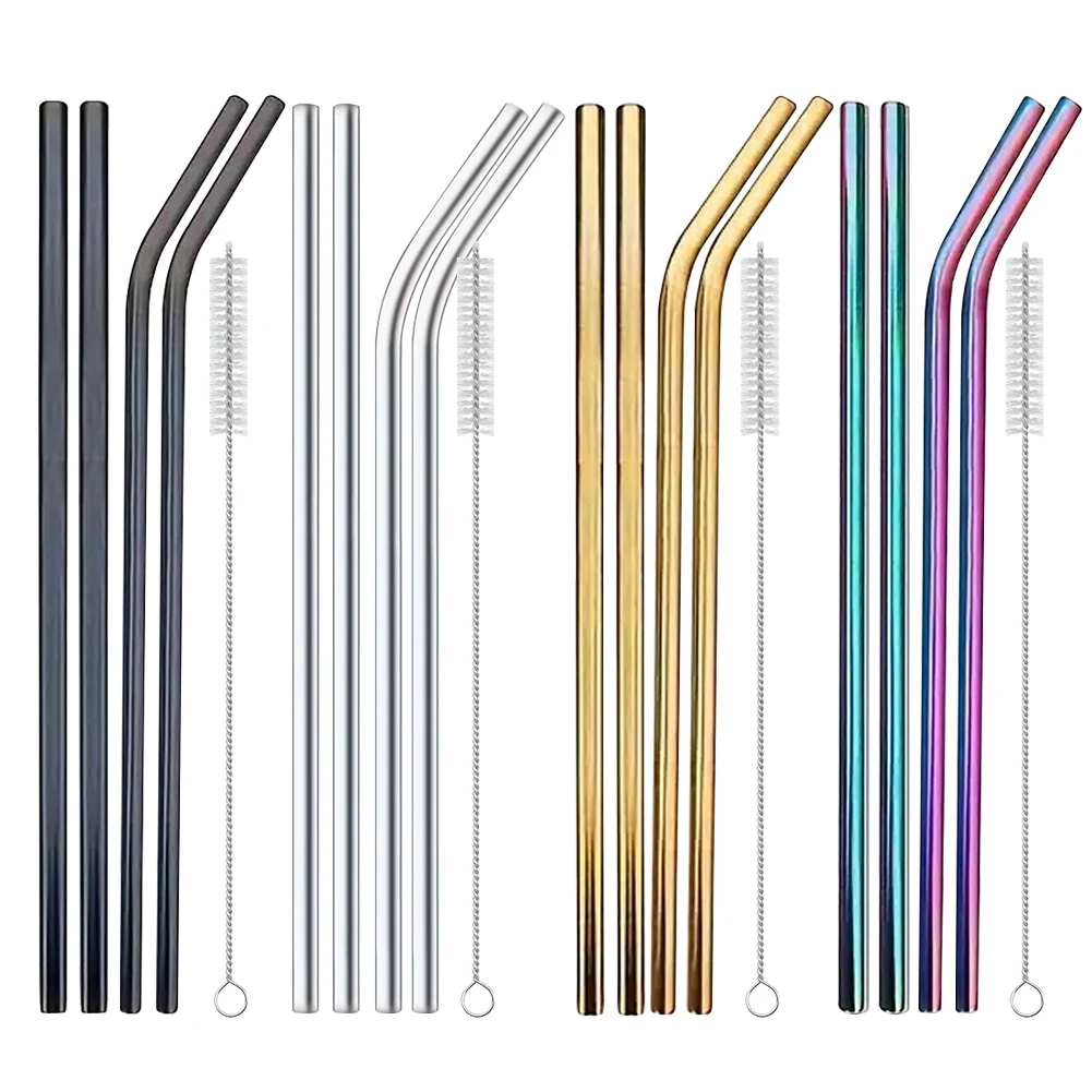 4Pcs Stainless Steel Straw with Cleaning Brush Long Straws Drinking Straws for Stanley 40oz Cup Accessories