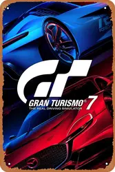 Gran Turismo 7 game poster Vintage Metal tin logo Vintage wall art board decoration 20.32 x 30.48 cm
