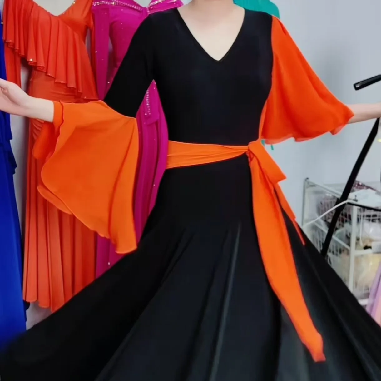 haotingujuan-color-blo-robe-plissee-avec-ceinture-costume-de-danse-moderne-pour-quistep-et-tango